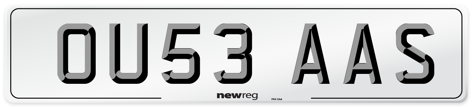 OU53 AAS Number Plate from New Reg